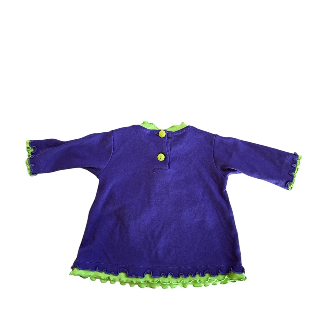 Molly & Millie Boutique Outfit Set Purple Green Lettuce Edge Hat Applique - Picture 4 of 6